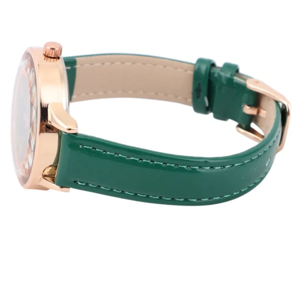 Green Watch with White Austrian Crystals